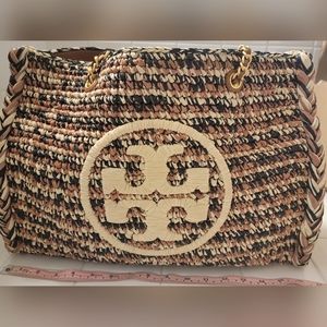 Tory Burch Ella Raffia Chain Tote